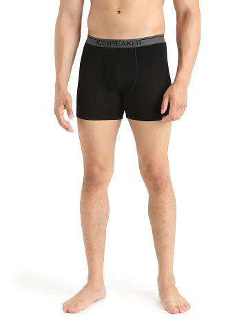 Bielizny Icebreaker Merino Anatomica Boxers With Fly Męskie Czarne | PL 1638HAPK